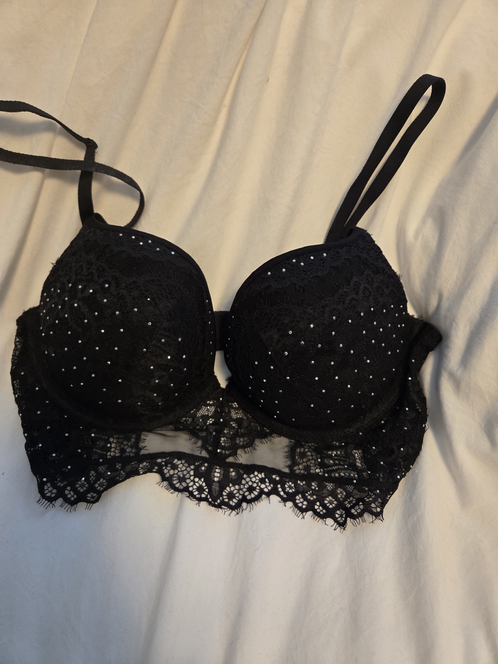 Sexy Black Lace Plunge Push Up Bra